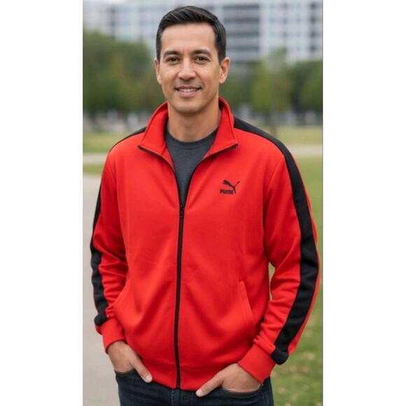 Men's Puma Red Black Full Zip Track Jacket Size 3XL Fall Spring Everyday Comfort - Picture 1 of 16